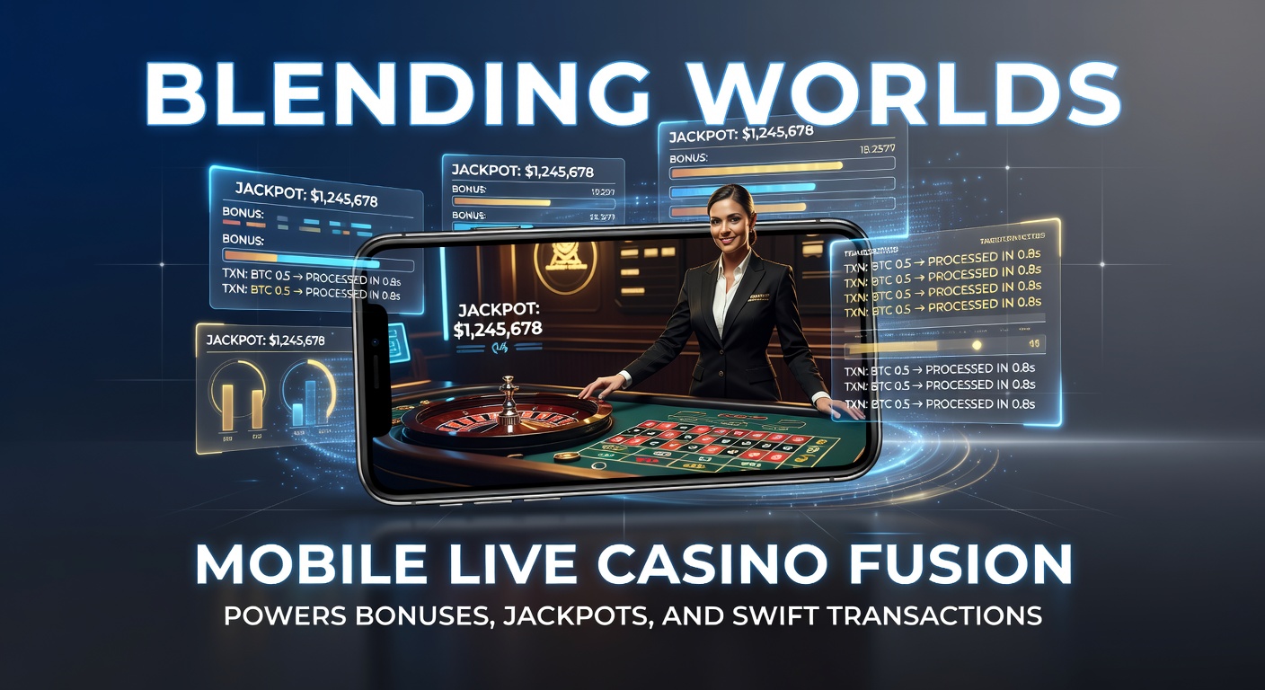A vibrant mobile screen displaying a live dealer blackjack table with jackpot counters and bonus icons overlayed, capturing the seamless fusion of mobile accessibility and live casino excitement