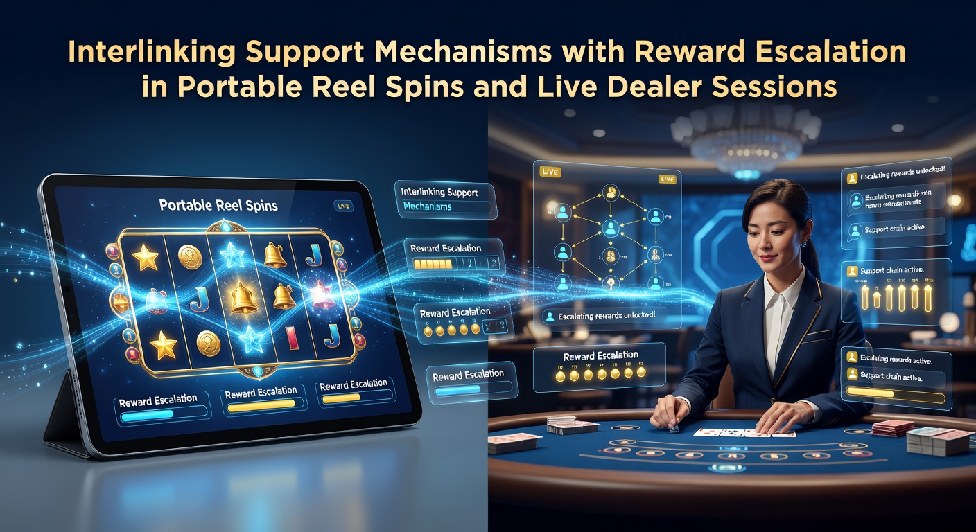 Mobile casino interface showing reel spins and live dealer integration with support chat overlay