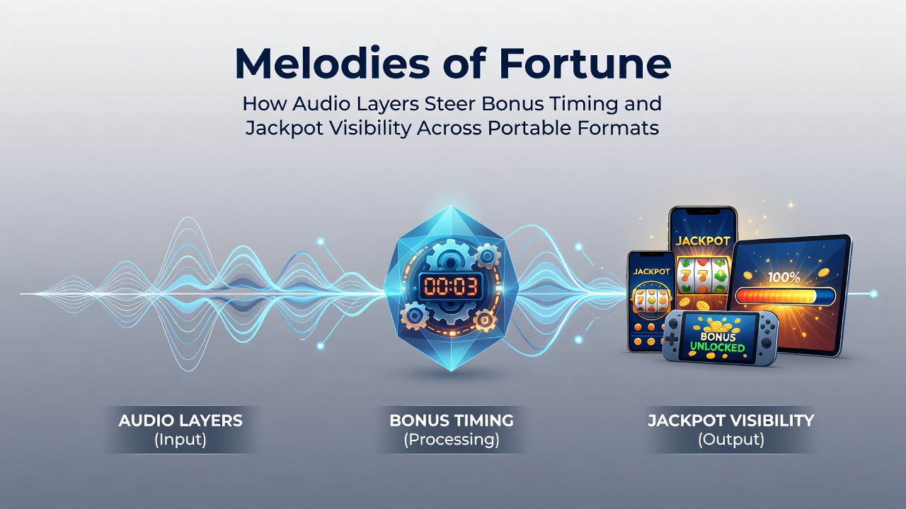 Layered audio design in mobile slot interfaces showing bonus trigger cues and jackpot alerts