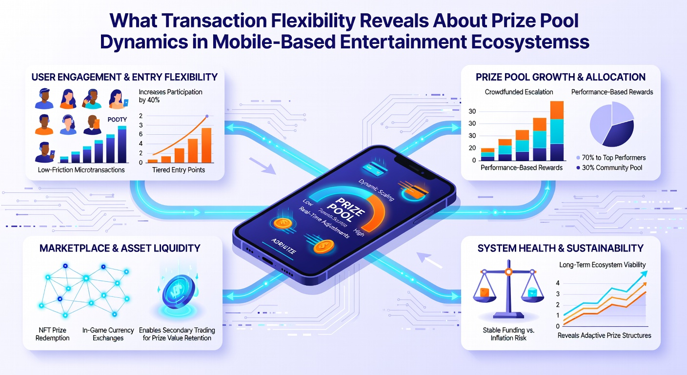 Data visualization of prize pool growth tied to transaction volume metrics across mobile entertainment platforms